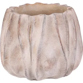 Obal na květináč Obal betonový - tvar květ, vel. S, béžovo-šedý Barva: šedá