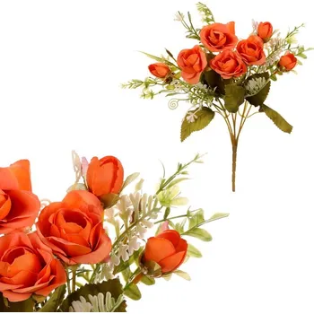umělá květina Oranžová umělá kytice Růže drobnokvětá - trvalá dekorace bez údržby Barva: Oranžová