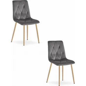 Jídelní židle Set dvou jídelních židlí LIBRA sametové tmavě šedé / dřevěné nohy (2 ks)