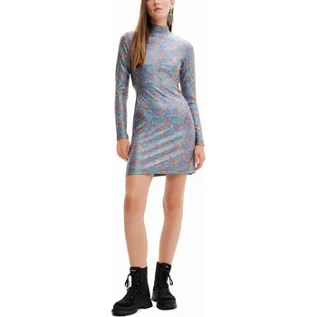 Dámské šaty DESIGUAL Koktejlové Šaty Luna 22WWVK62 Barevné, střih Slim Fit