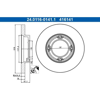 Brzdový kotouč Brzdový kotouč ATE 24.0116-0141.1