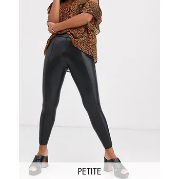 Dámské kalhoty TOPSHOP PETITE ČERNÉ KALHOTY IMITACE KŮŽE (40)