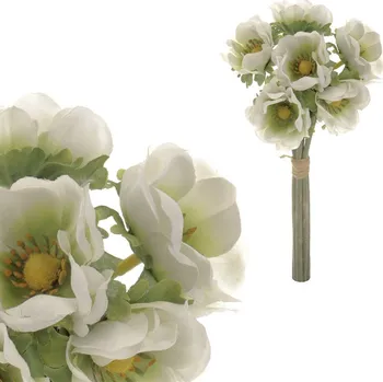 umělá květina Sasanka - umělá kytice, 6 květů, barva bílá Barva: bílá