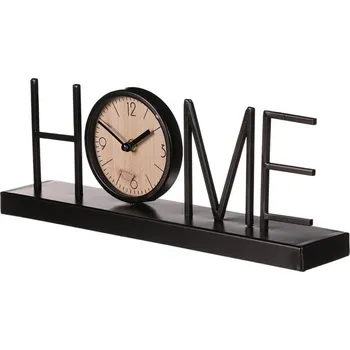 Hodiny Hodiny stolní - slovo "HOME", kov, ciferník v písmenu "O" Barva: černá
