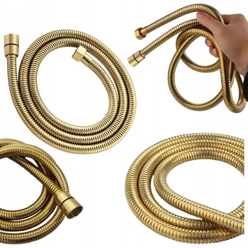 Sprchová hadice Dlouhá sprchová HADICE 150 - 170 cm zlatá, bez kroucení ocel 1,5 m