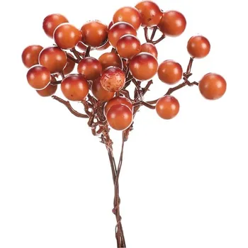 umělá květina Bobule na drátku - barva oranžová, cena za balení (24 ks) Barva: Hnědá