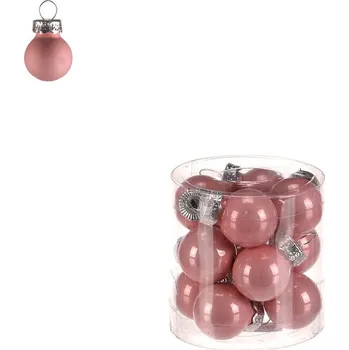 Vánoční dekorace Kulaté skleněné ozdoby - pr. 2 cm, růžové, cena za balení (12 ks) Barva: Růžová