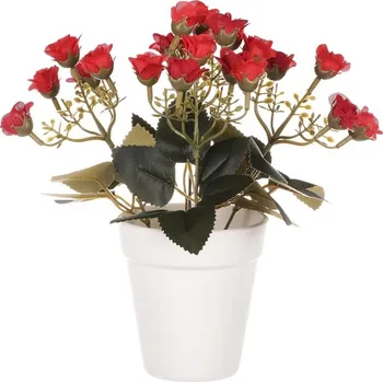 umělá květina Růže mini v bílém obalu - umělá, krémovo-bílé květy Barva: Červená