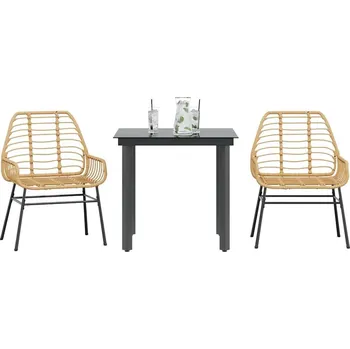 Zahradní nábytek vidaXL 3dílný zahradní jídelní set polyratan sklo [3334548] Barva: Hnědá