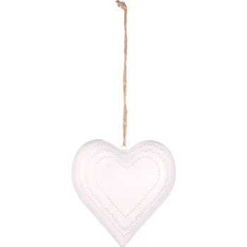 Srdce kovové - závěsná ozdoba, barva bílá Barva: bílá