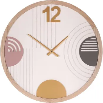 Hodiny Hodiny nástěnné - pr. 60 cm, MDF a dřevěný rám, barevné kruhy Barva: bílá