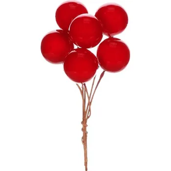 umělá květina Kuličky na drátku - červené, cena za balení (36 ks) Barva: Červená