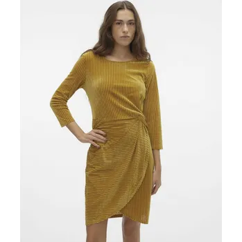 Dámské šaty VERO MODA Hořčicové ŠATY s 3/4 rukávy (M)