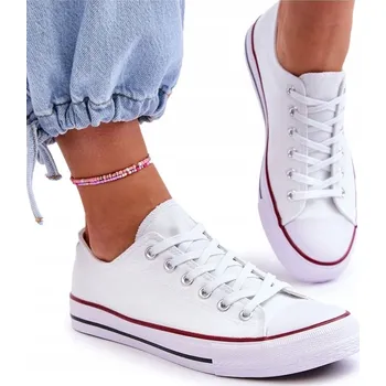 Dámské tenisky KLASICKÉ DÁMSKÉ TENISKY NÍZKÉ BÍLÉ 40