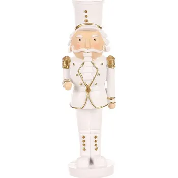 Vánoční dekorace Elegantní bílý voják v uniformě S - polyresin, bílo-zlatý dekor Barva: bílá