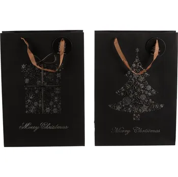 Dárková taška Elegantní černá dárková papírová taška se zlatým vzorem, vel. L Barva: černá