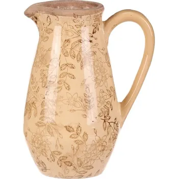 Váza Keramická váza džbánek tmavě žlutá, retro květinový styl, 20 cm Barva: Žlutá