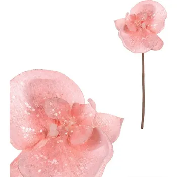 umělá květina Umělá orchidej na stonku cappuccino s třpytkami - elegantní dekorace Barva: Růžová