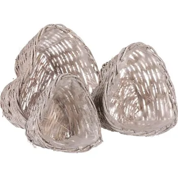 Nákupní košík Proutěný obal srdce z bělené révy, sada 3 ks, rustikální design Barva: šedá