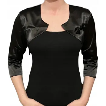 Bolerko Saténové bolerko s mašlí černé s 3/4 rukávem - ILONA 40