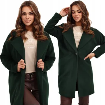 Dámský kabát Dámský zelený kabát oversize bez kapuce 2732 velikost 36