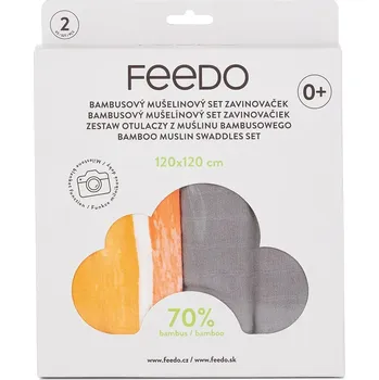 Zavinovačka FEEDO Set zavinovaček bambusový mušelínový 2 ks, 120x120 cm