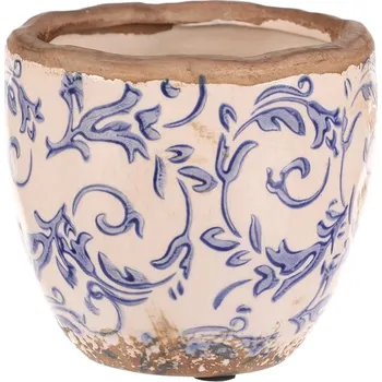 Obal na květináč Obal keramický - retro styl, modré květy Barva: Modrá