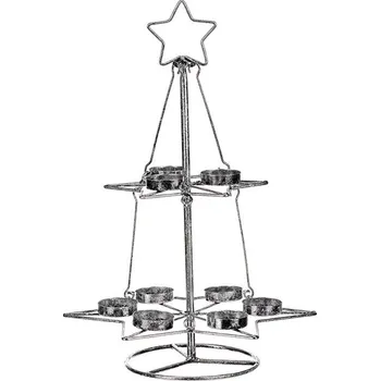 Svícen Stříbrný kovový svícen ve tvaru stromku pro sváteční atmosféru Barva: Stříbrná