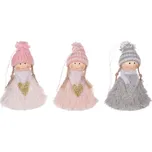 Látkové andělky k zavěšení - mix 3 barev, zimní dekorace 3 ks Barva: Vícebarevná