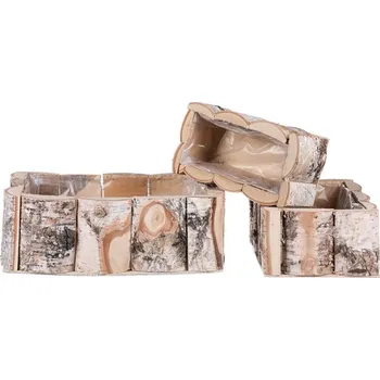 Stojan na květiny Obal na květiny z břízy - obdélníkový, cena za sadu 3 ks Barva: Přírodní