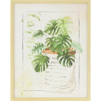 Obraz Plátěný obraz v dřevěném rámečku - listy monstery, 40x50 cm Barva: Zelená