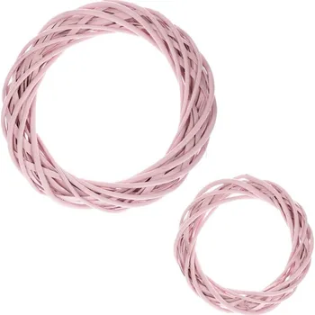 Růžový tenký proutěný věnec ze sady 2 ks - kreativní dekorace Barva: Růžová