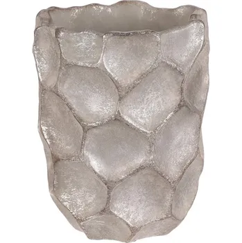 Váza Váza betonová - vzor buněk, stříbrno-šedá Barva: Stříbrná
