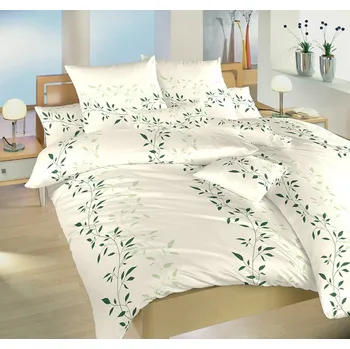 Povlečení DADKA VRACOV Povlečení flanel Mandevila zelená na banánovém 140x220, 70x90 cm