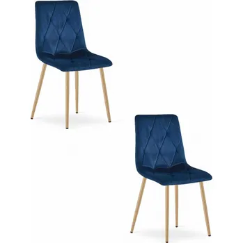 Jídelní židle Set dvou jídelních židlí LIBRA sametové granátové / dřevěné nohy (2 ks)