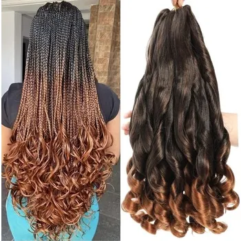 Čelenka Francouzské kudrnaté copánkové vlasy 56 cm předpjaté copánkové vlasy 1B/30 Francouzské copánkové