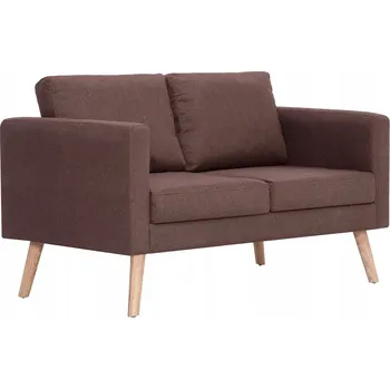 Pohovka Dvojmístná pohovka s polštáři, hnědá, 116x70x73 cm, dřevěný rám