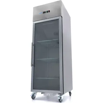 Chlazení Maxima Lednice - 600 l - 3 nastavitelné police (2/1 GN) - nerezová ocel - se skleněnými dveřmi | 09400001