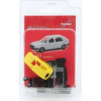 autíčko Volkswagen Golf II žlutá Minikit 1:87 - Herpa stavebnice VW Golf II - stavebnice KIT