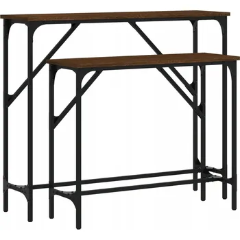 Konferenční stolek Sada konzolových stolků, hnědý dub, 95x26x80 cm a 75x26x63 cm