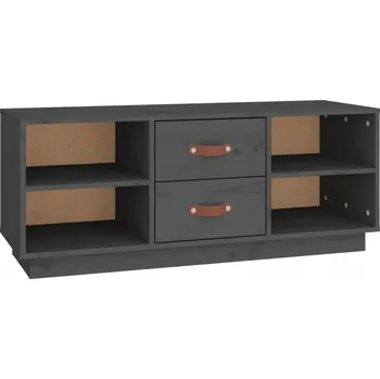 Televizní stolek TV stolek z masivního borovicového dřeva, šedý, 100 x 34 x 40 cm