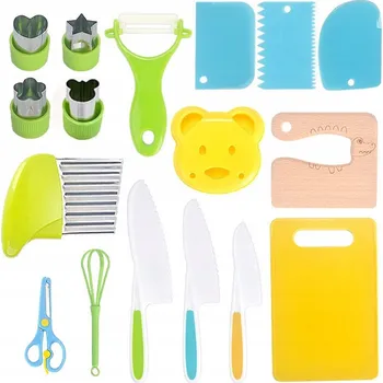 Kuchyňský nůž Sada bezpečných kuchyňských nožů a příslušenství pro děti, 17 dílů