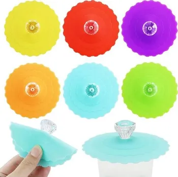 Zrcadlo 6dílné silikonové kryty na skleněné kelímky? Opakovaně použitelné kryty na kelímky proti prachu,