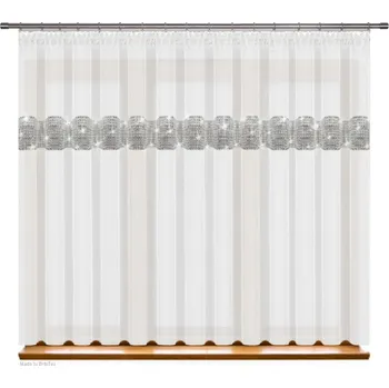 Záclona Fliying Hotová voálová záclona L238-3 bílá se zirkony 300x150 cm