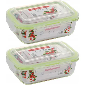 Dóza na potraviny 2x NÁDOBA NA POTRAVINY SKLENĚNÁ 640 ml OBĚDOVÝ BOX ŽÁRUVZDORNÝ SNÍDAŇOVÝ BOX
