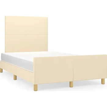 Postel Rám postele s čelem, krémová, 203 x 126 x 118/128 cm