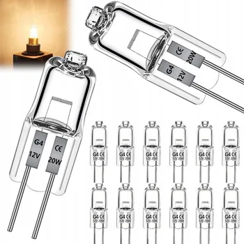 Žárovka Halogenová žárovka s kolíkovou paticí JC G4 12V 20W, halogenová ŽÁROVKA KAPSLOVÁ 12 Ks
