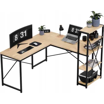 Psací stůl Rohový psací stůl s policemi Mark Adler Leader 5.9, světlý dub