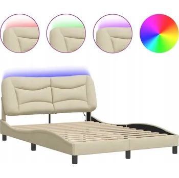 Postel Rám postele s LED podsvícením, krémová, 218 x 125 x 74,5 cm