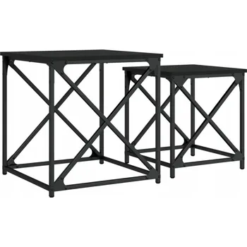 Konferenční stolek Sada dvou zasouvacích konferenčních stolků, černá, 50x50x52,5 cm a 40x40x44 cm